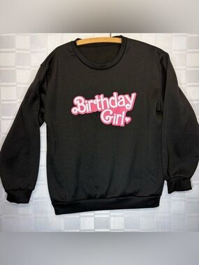 Barbie Black Sweatshirt with Pink "Birthday Girl" Graphic